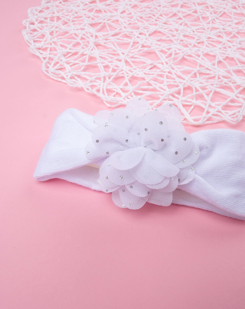 βρεφική κορδέλα μαλλιών λευκή με λουλούδι για κορίτσι - Prénatal