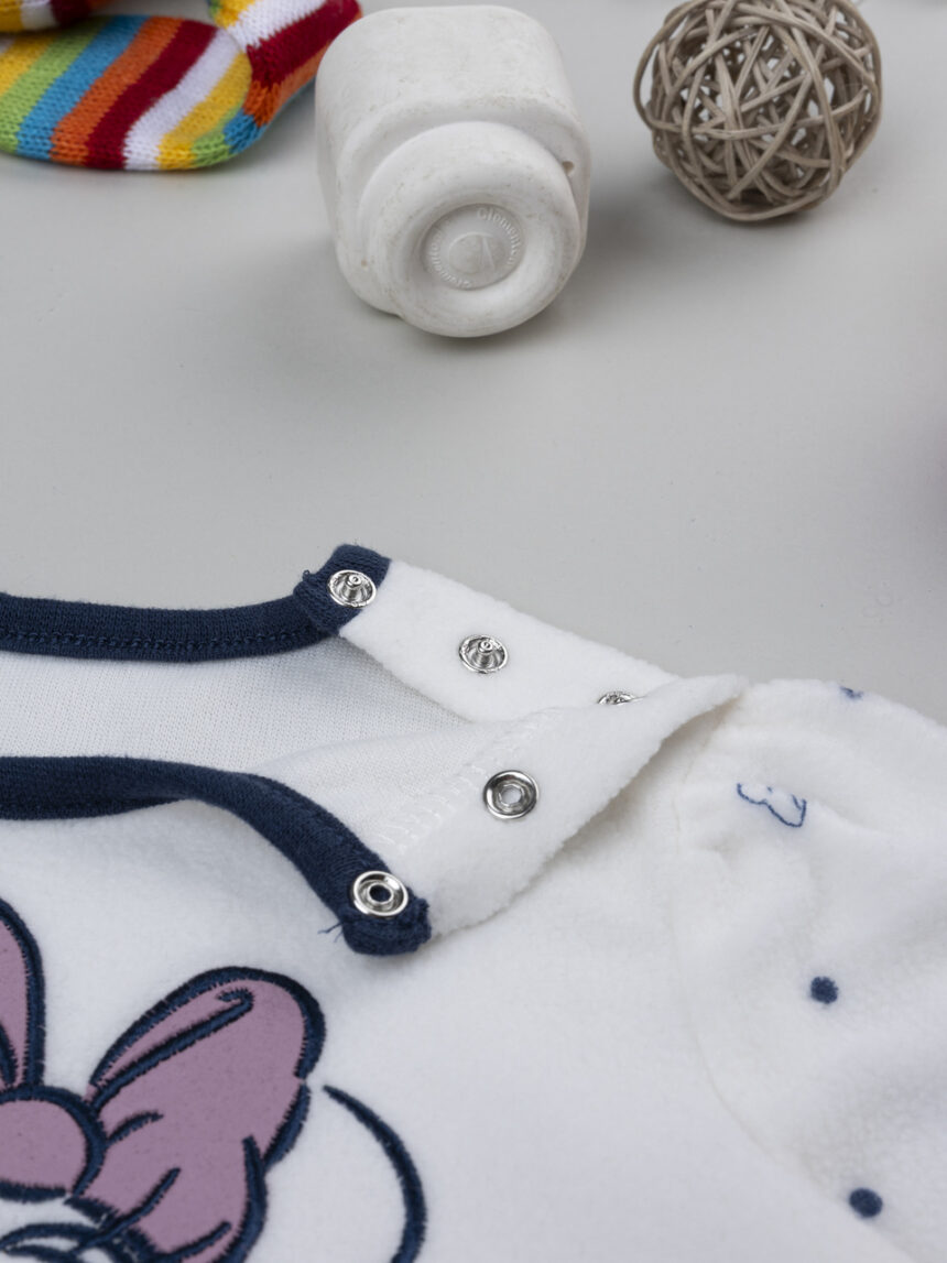 βρεφική πιτζάμα fleece λευκή/μπλε minnie για κορίτσι - Prénatal