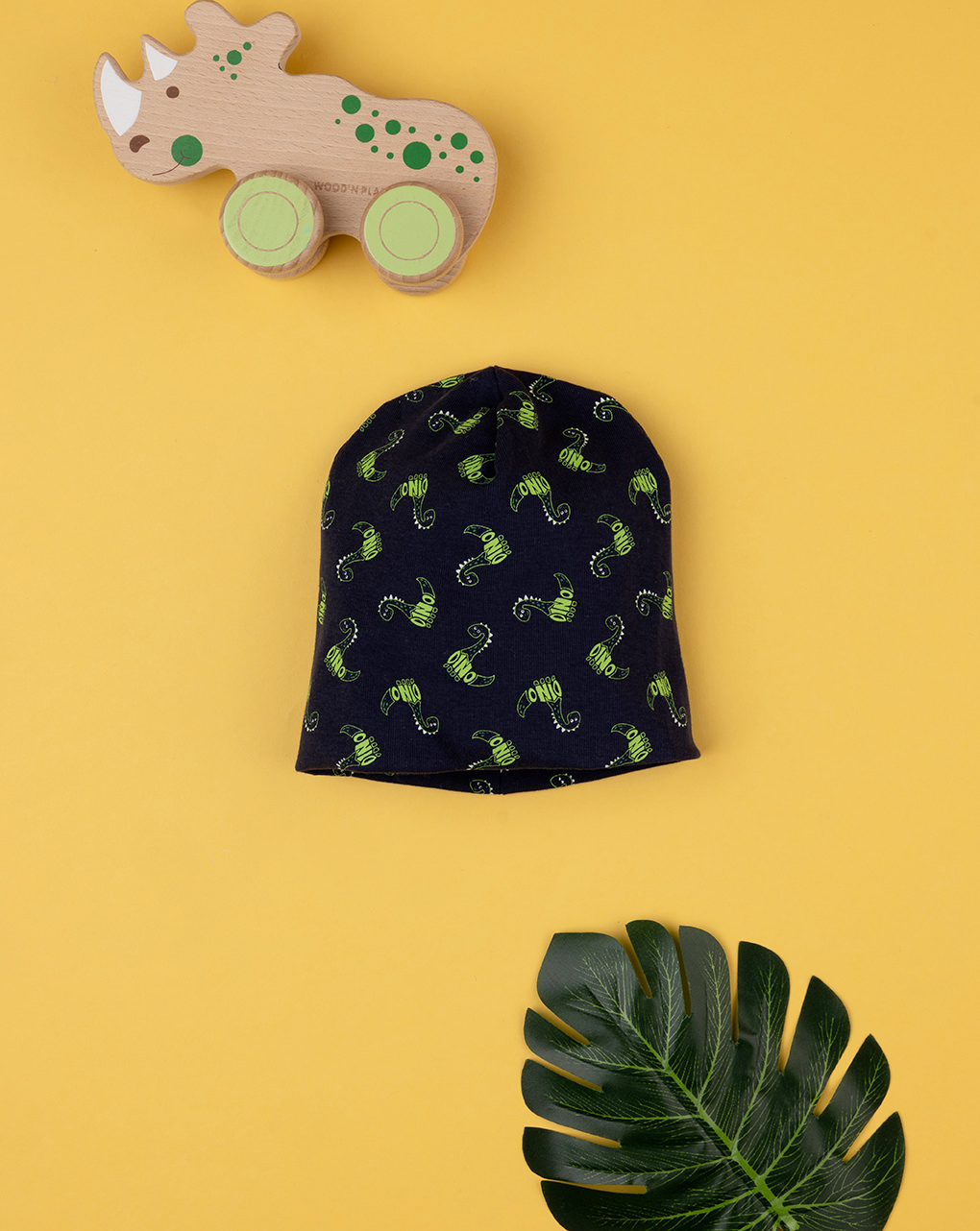 βρεφικό σκουφάκι μπλε με δεινόσαυρους για αγόρι