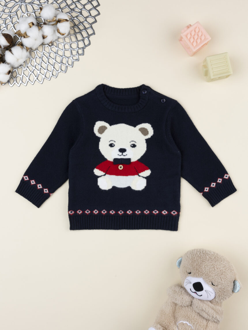βρεφικό πουλόβερ μπλε teddy classic για αγόρι - Prénatal
