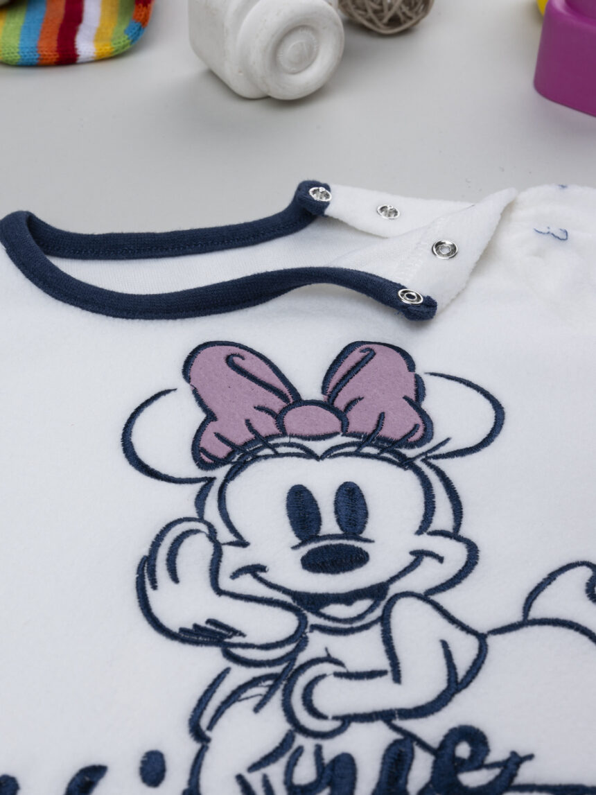 βρεφική πιτζάμα fleece λευκή/μπλε minnie για κορίτσι - Prénatal