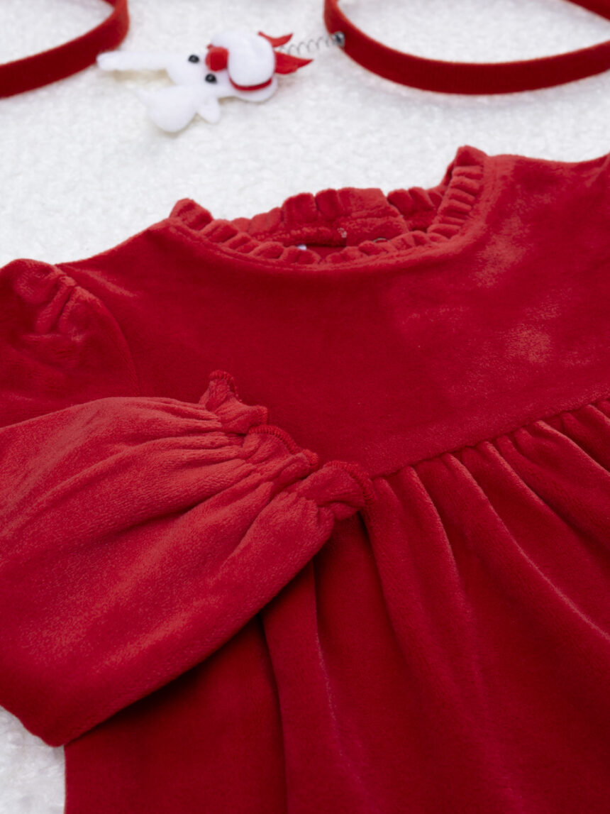 βρεφικό φόρεμα σενίλ κόκκινο classic για κορίτσι - Prénatal