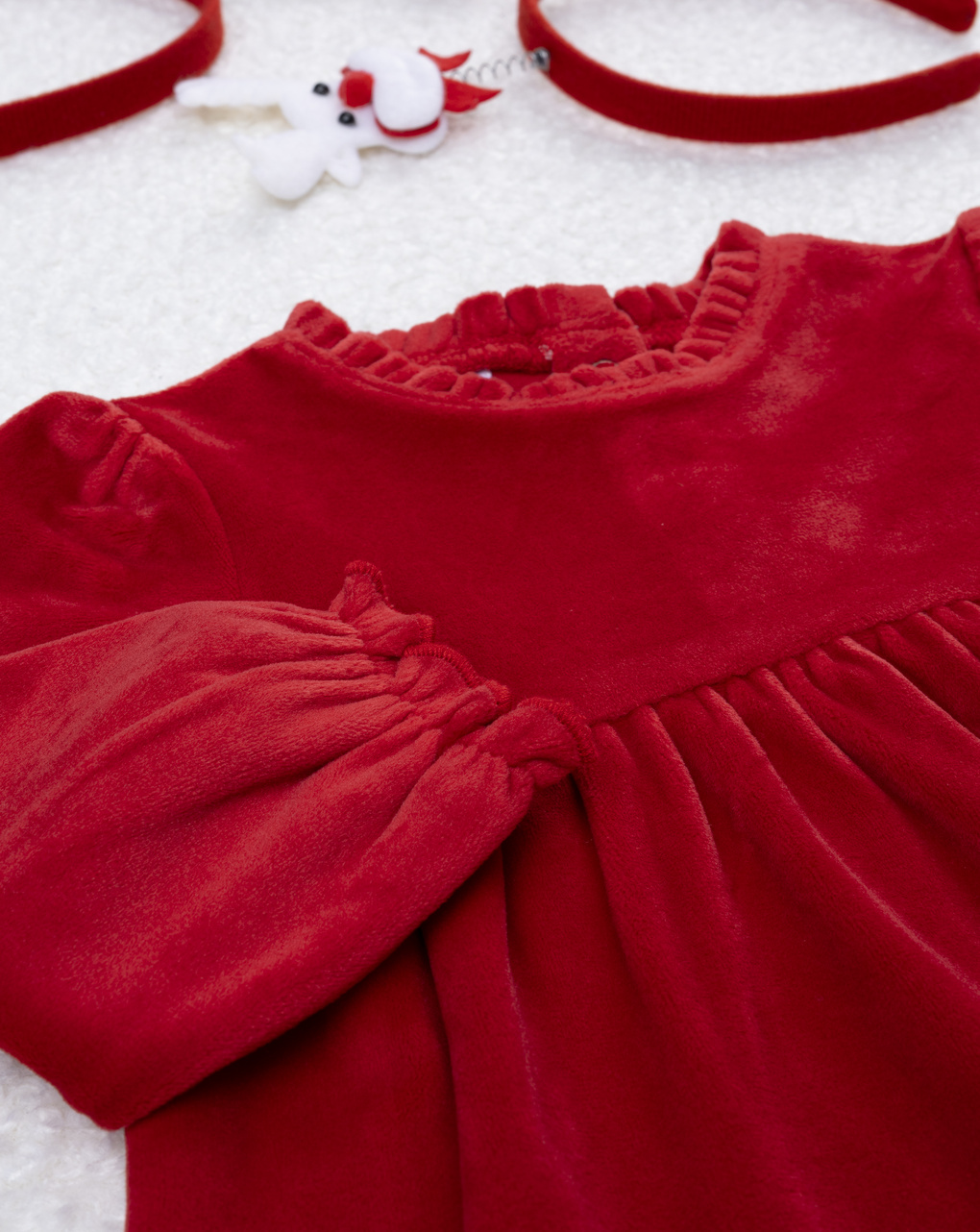 βρεφικό φόρεμα σενίλ κόκκινο classic για κορίτσι - Prénatal
