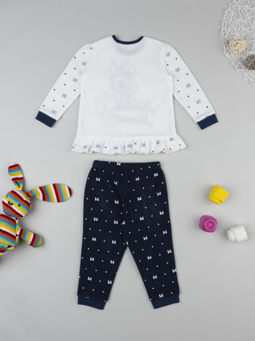 βρεφική πιτζάμα fleece λευκή/μπλε minnie για κορίτσι - Prénatal