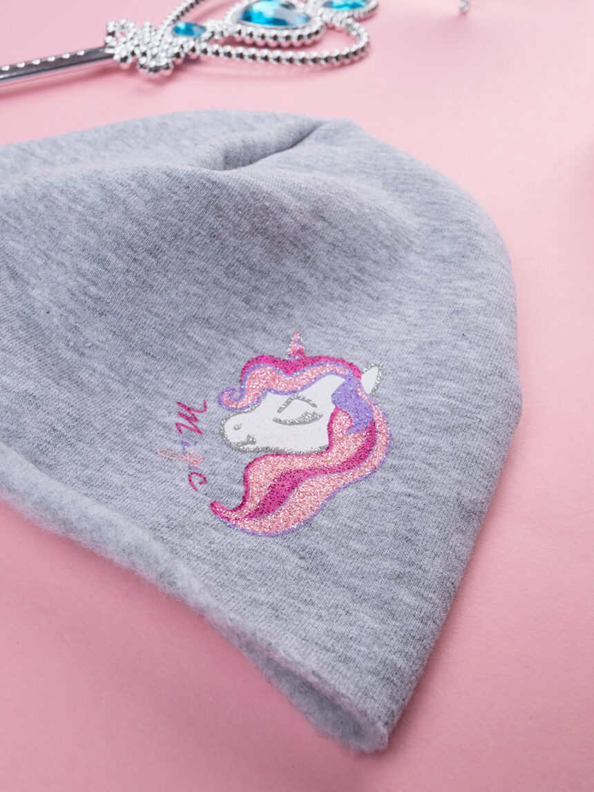βρεφικό σκουφάκι γκρι με μονόκερο για κορίτσι - Prénatal