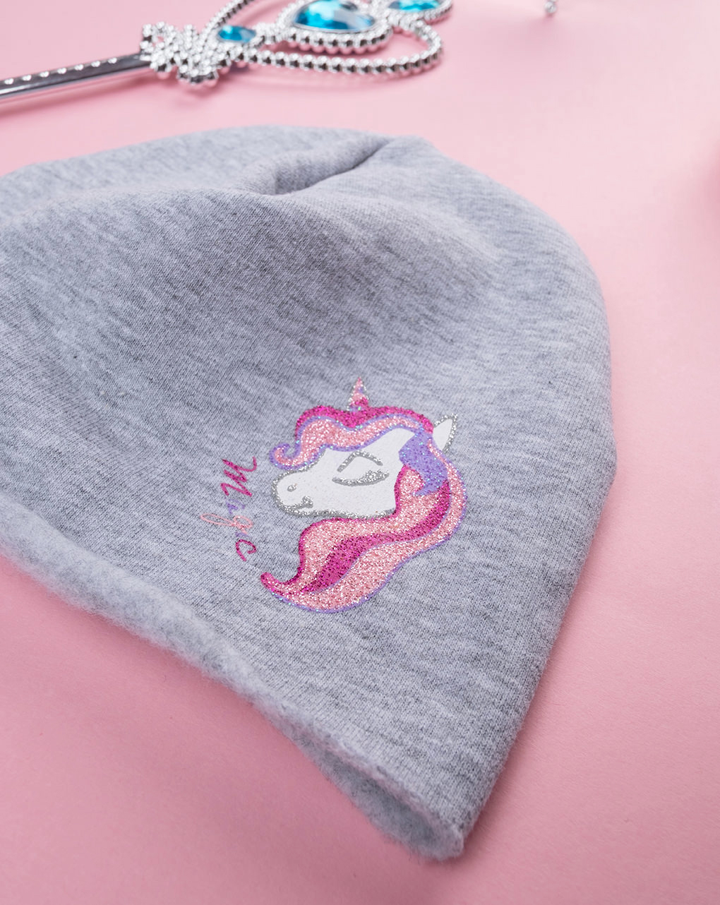 βρεφικό σκουφάκι γκρι με μονόκερο για κορίτσι - Prénatal
