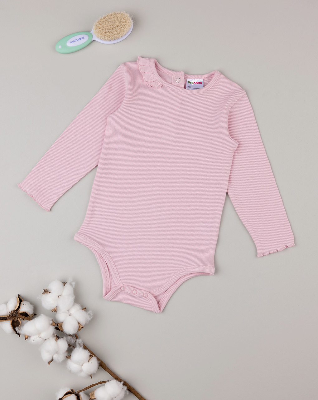 βρεφικό κορμάκι ριμπ ροζ για κορίτσι