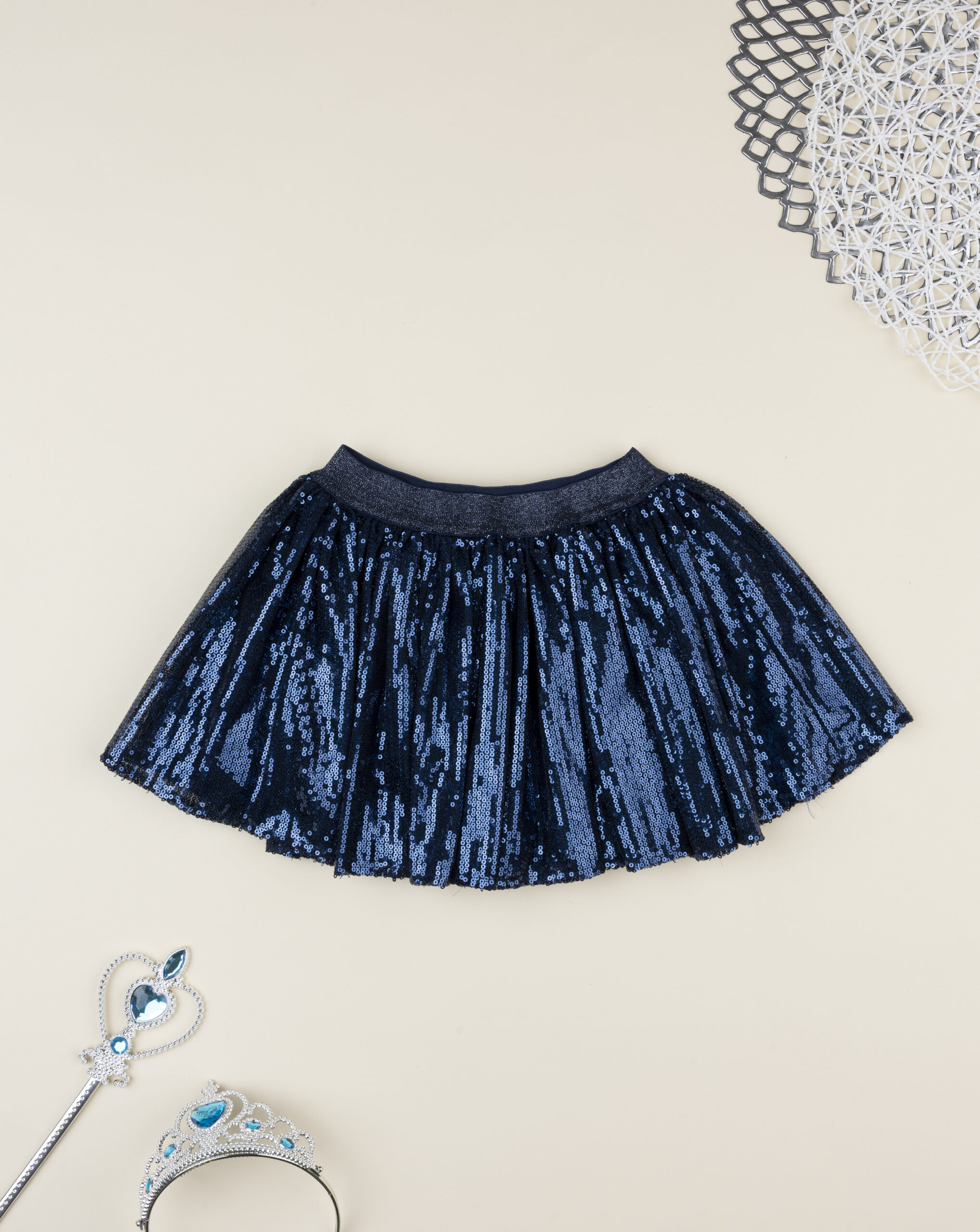 παιδική φούστα μπλε με παγιέτες classic για κορίτσι