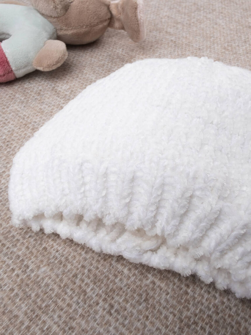 βρεφικό σκουφάκι σενίλ λευκό για κορίτσι - Prénatal