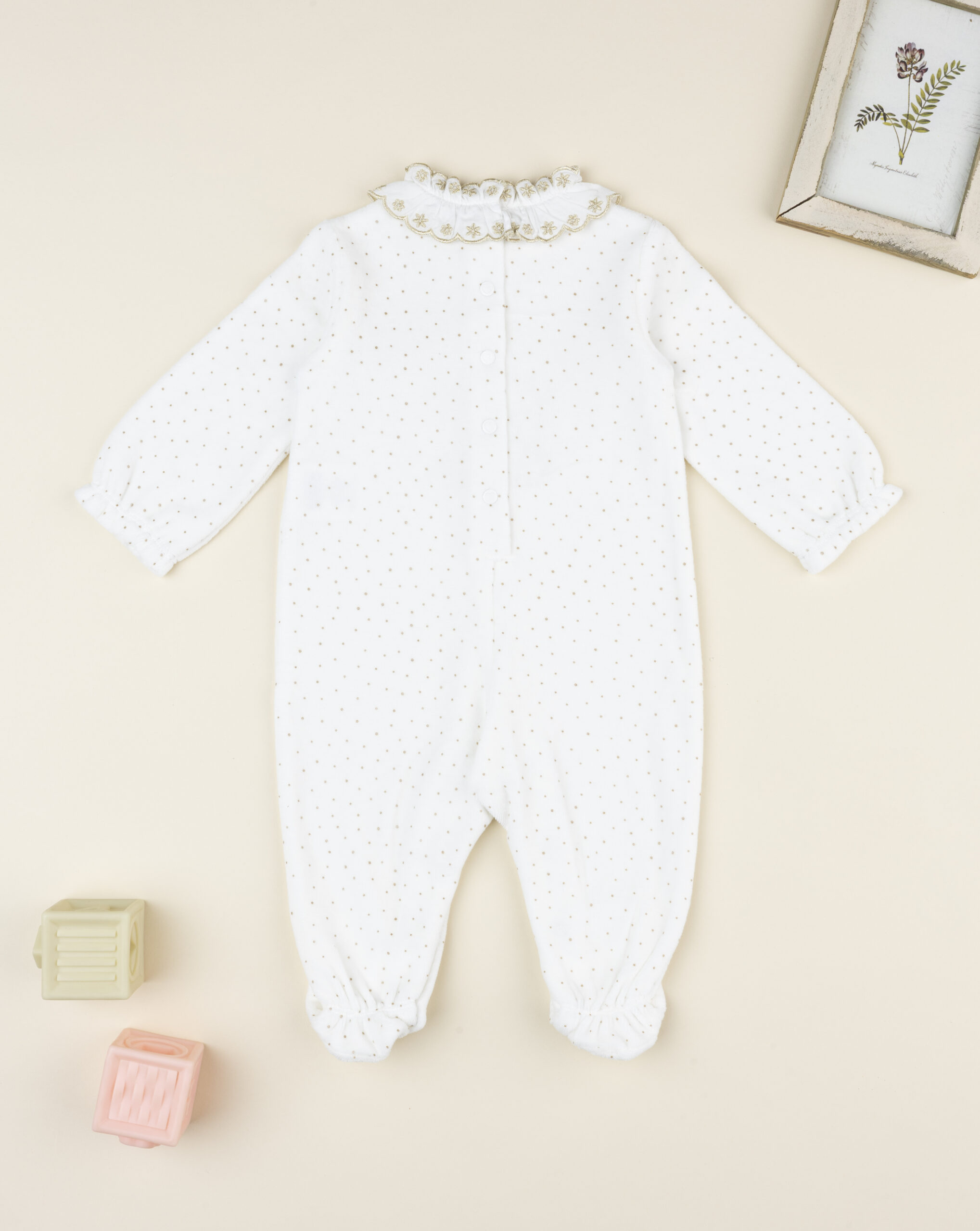 βρεφικό φορμάκι σενίλ λευκό με αρκουδάκια για κορίτσι - Prénatal