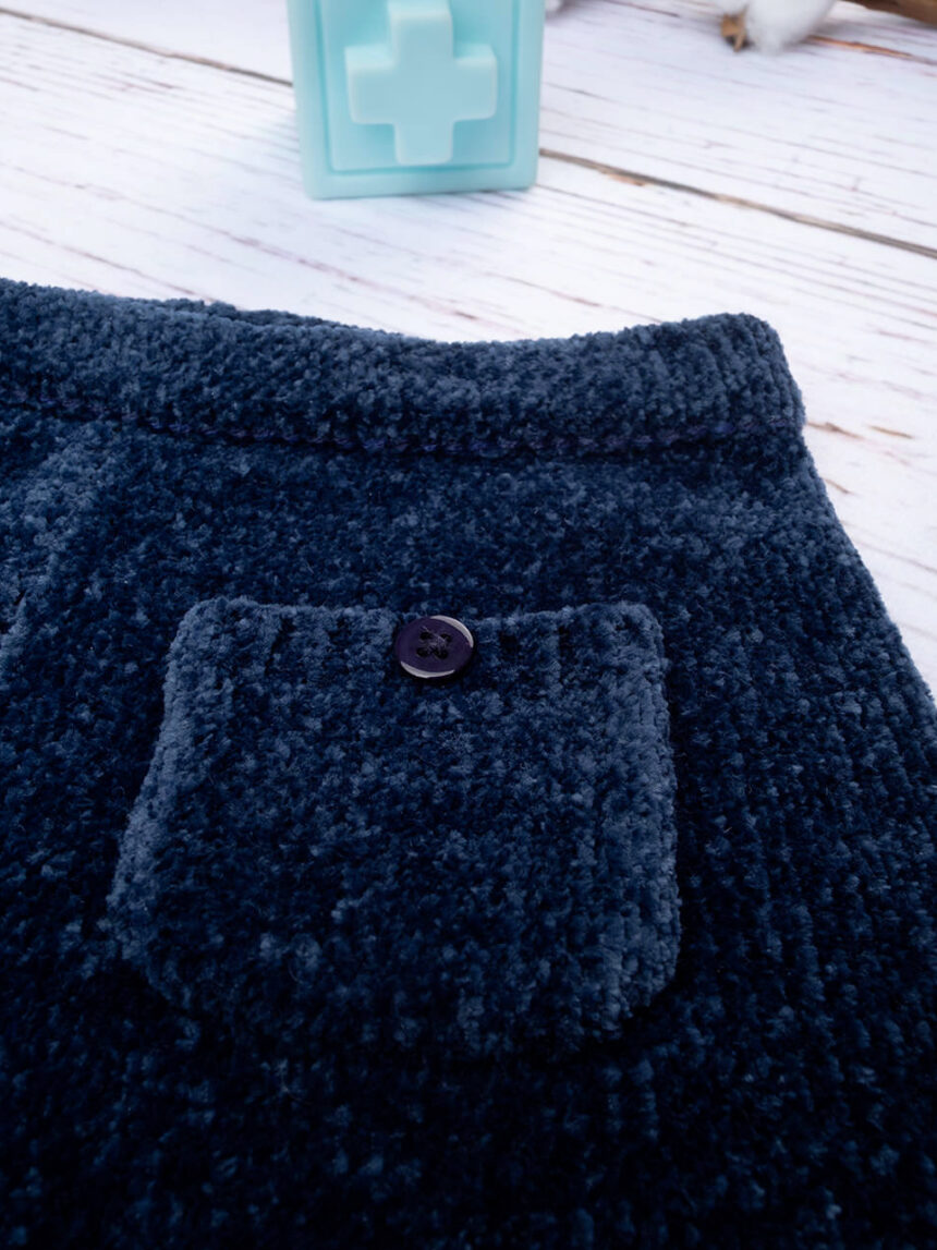 βρεφικό παντελόνι σενίλ μπλε για αγόρι - Prénatal