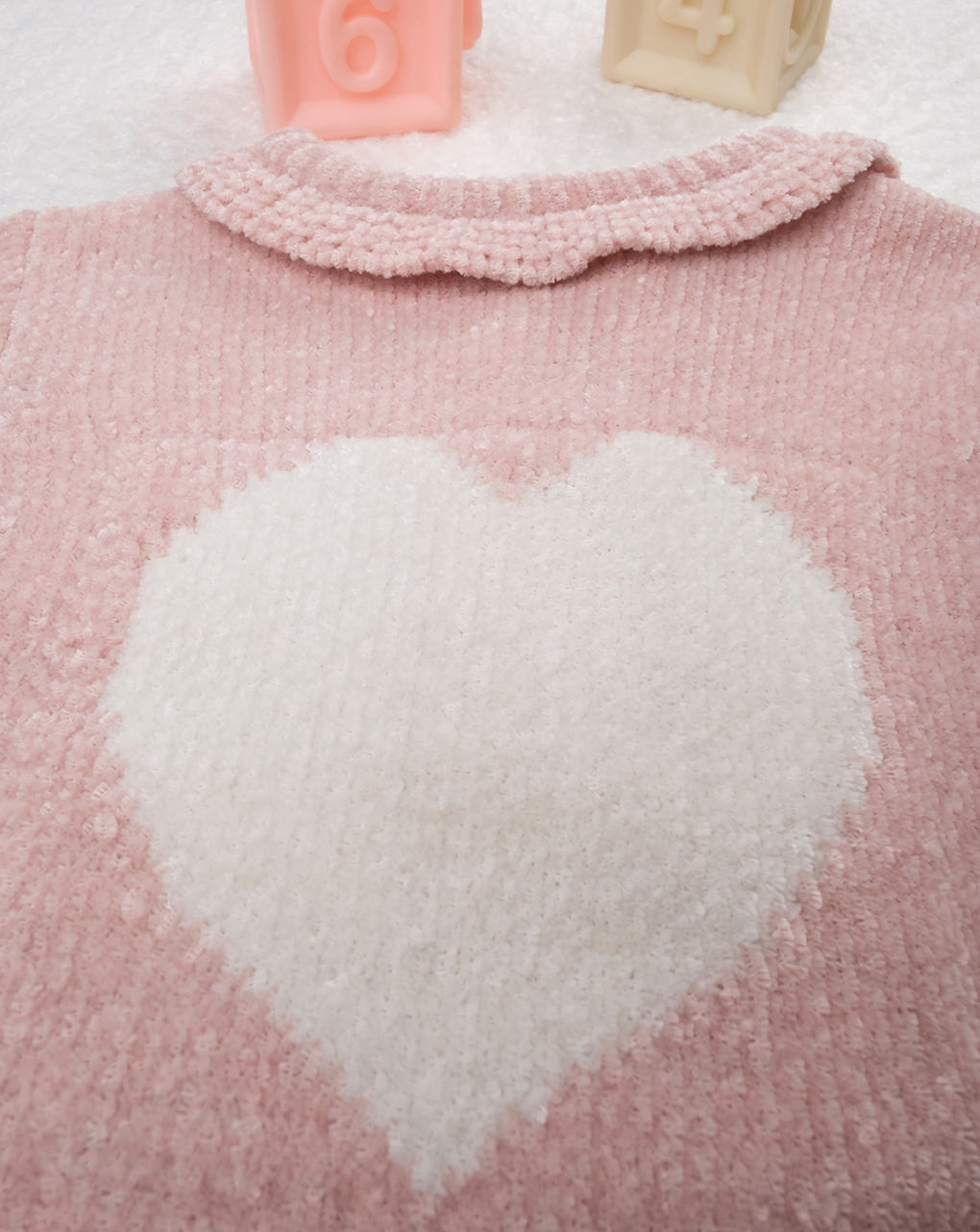 βρεφικό φορμάκι πλεκτό ροζ με καρδούλα για κορίτσι - Prénatal