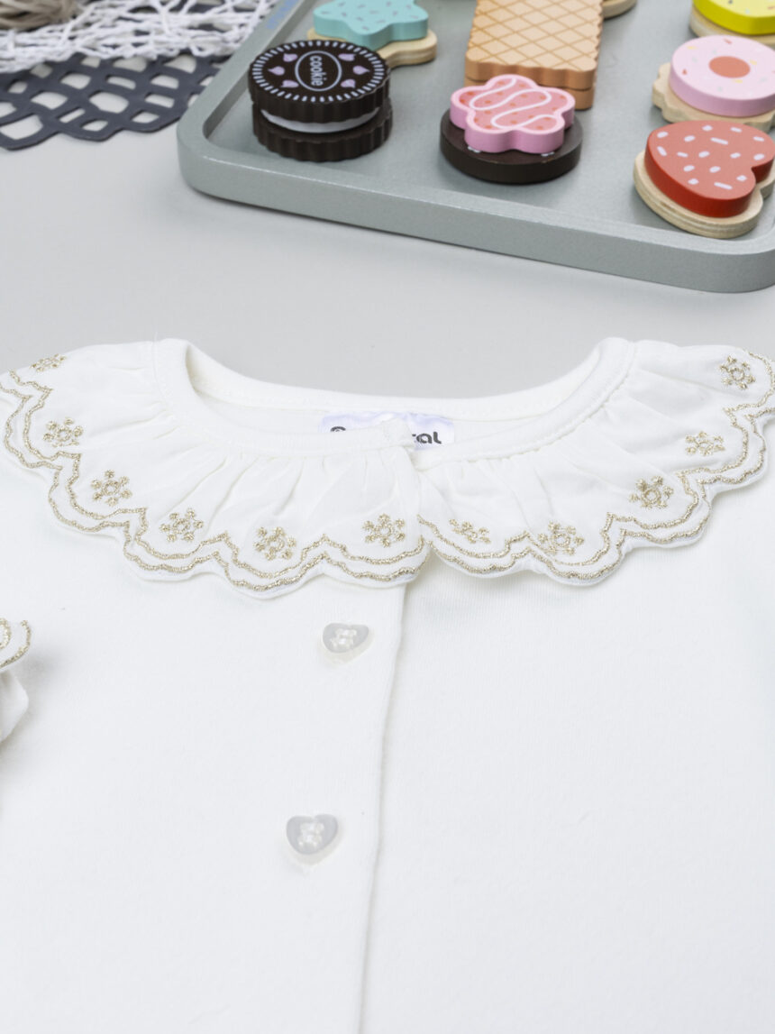 βρεφικό κορμάκι λευκό με κεντήματα για κορίτσι - Prénatal