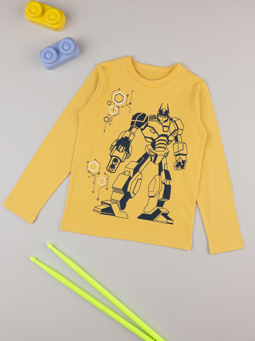 παιδική μπλούζα κίτρινη με ρομπότ για αγόρι - Prénatal