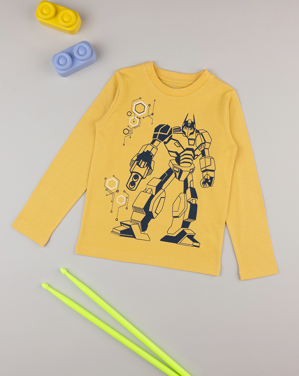 παιδική μπλούζα κίτρινη με ρομπότ για αγόρι - Prénatal
