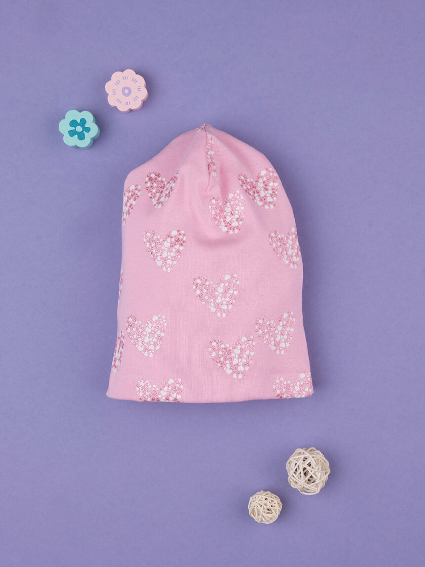 παιδικό σκουφάκι ροζ με καρδούλες για κορίτσι - Prénatal