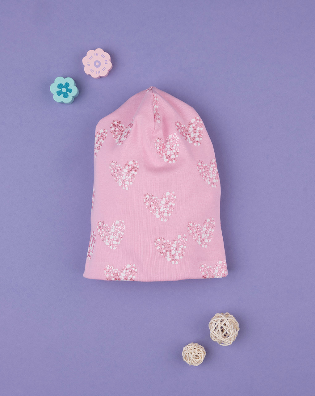 παιδικό σκουφάκι ροζ με καρδούλες για κορίτσι - Prénatal