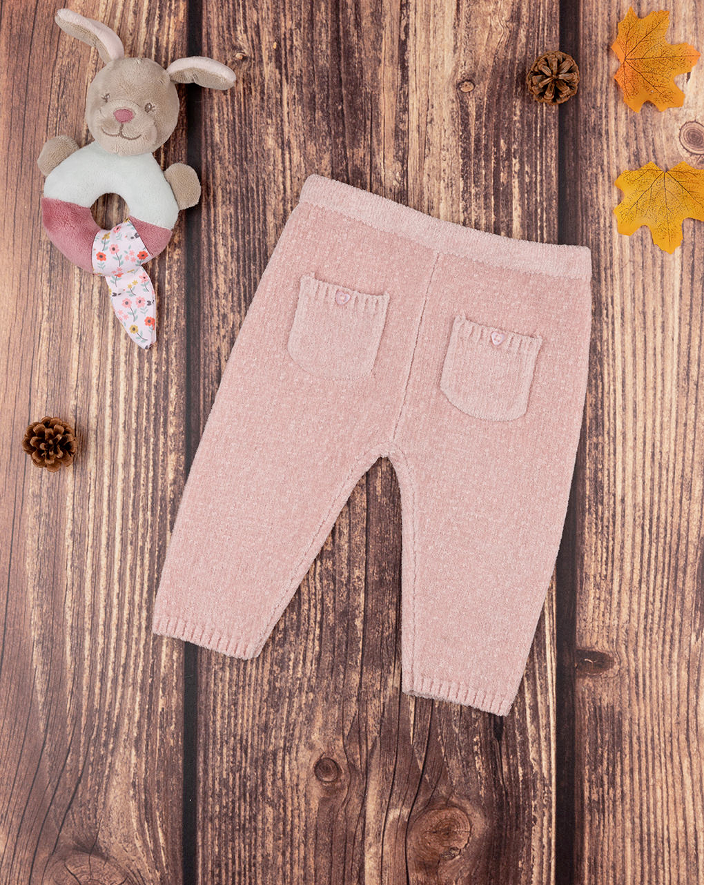 βρεφικό παντελόνι πλεκτό ροζ για κορίτσι - Prénatal