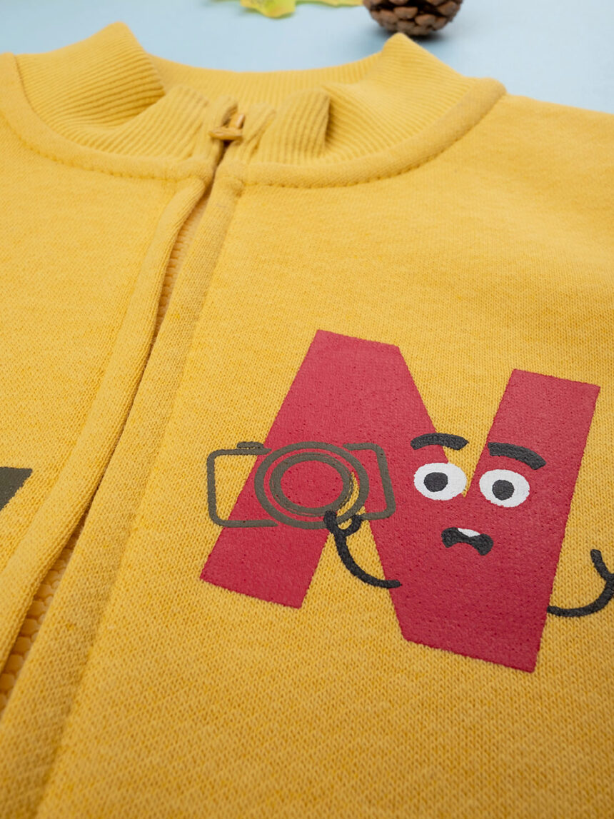 βρεφική ζακέτα φούτερ κίτρινη funny time για αγόρι - Prénatal