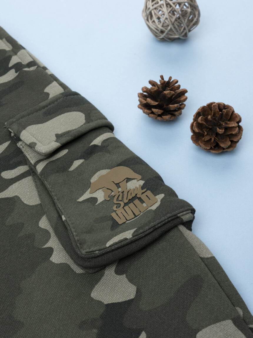 παιδικό παντελόνι φούτερ χακί stay wild για αγόρι - Prénatal