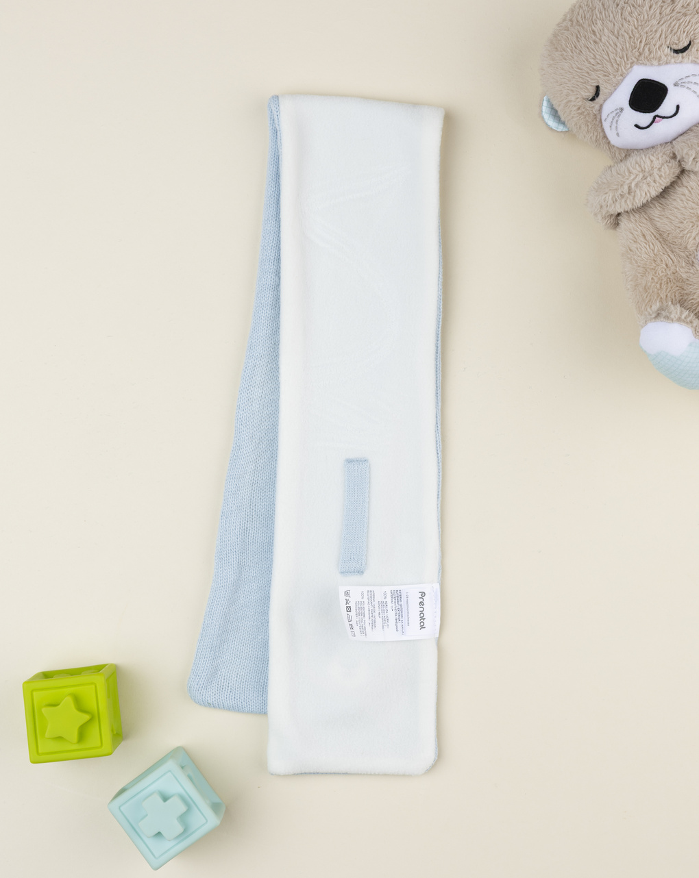 βρεφικό κασκόλ γαλάζιο με αρκουδάκι για αγόρι - Prénatal