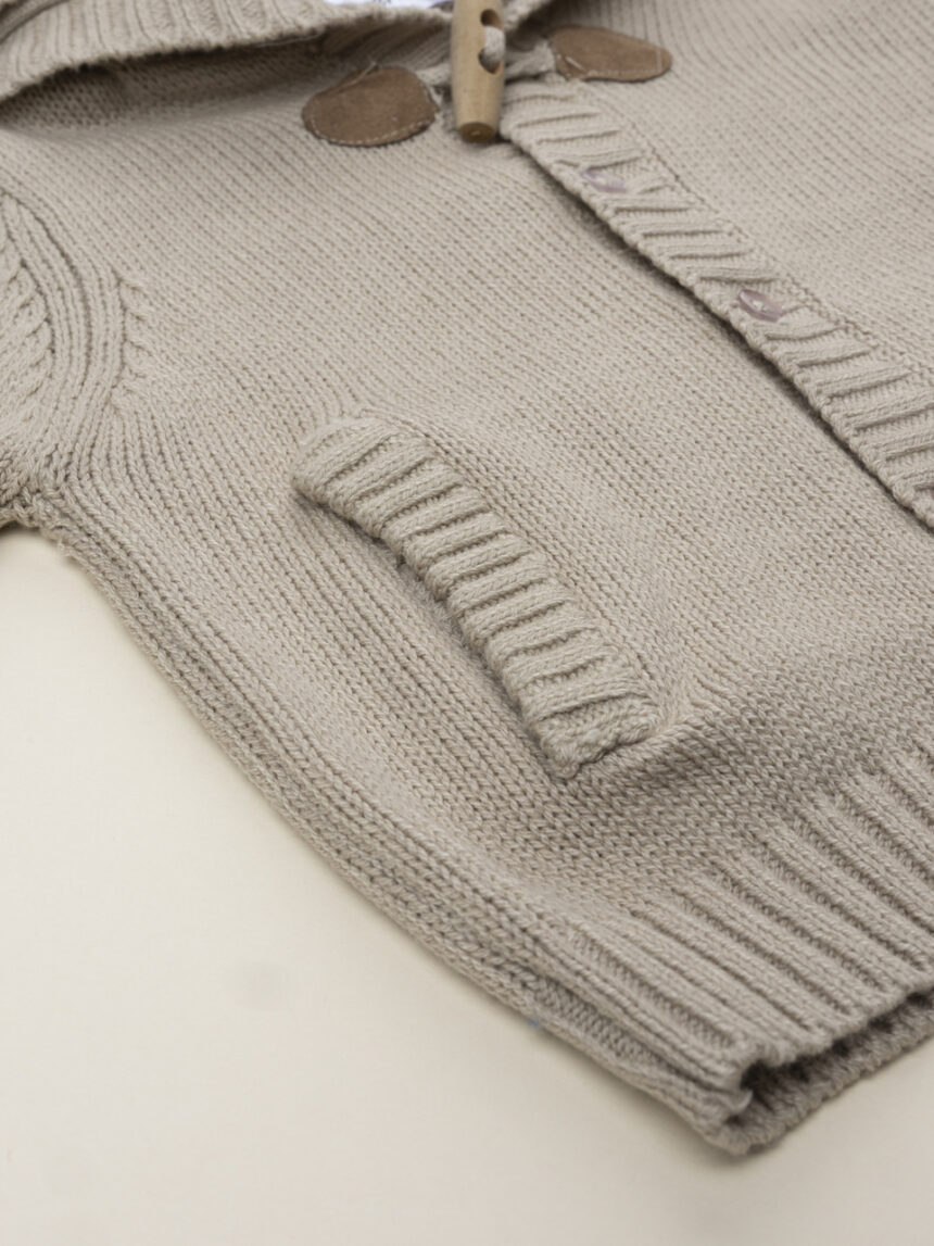 βρεφική ζακέτα πλεκτή μπεζ woods για αγόρι - Prénatal