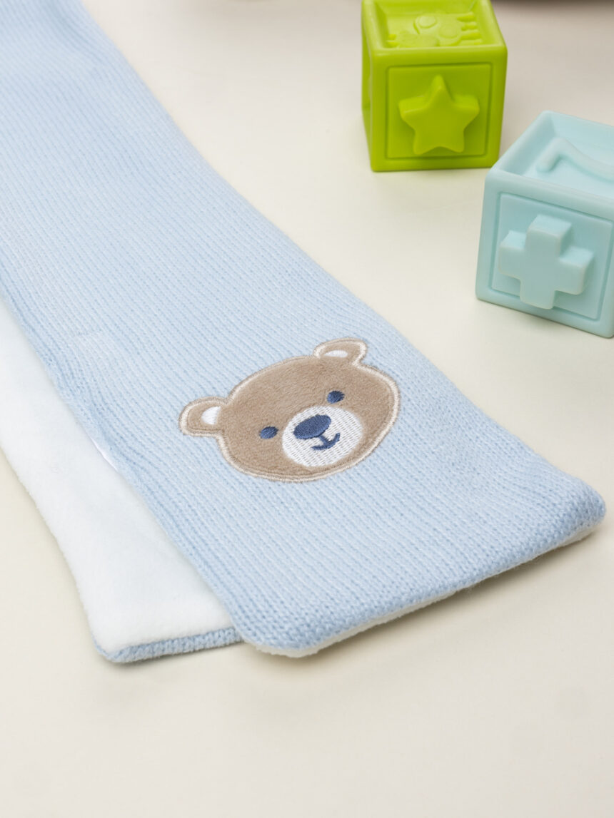 βρεφικό κασκόλ γαλάζιο με αρκουδάκι για αγόρι - Prénatal