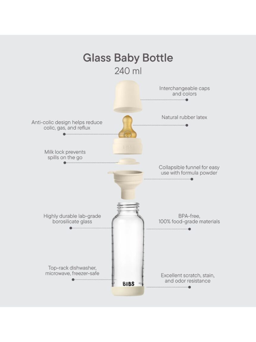 Bibs γυάλινο μπιμπερό 240ml latex blush 12.5020244 - BIBS