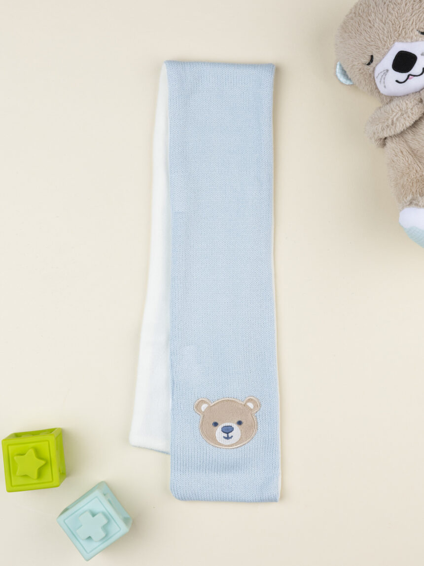 βρεφικό κασκόλ γαλάζιο με αρκουδάκι για αγόρι - Prénatal