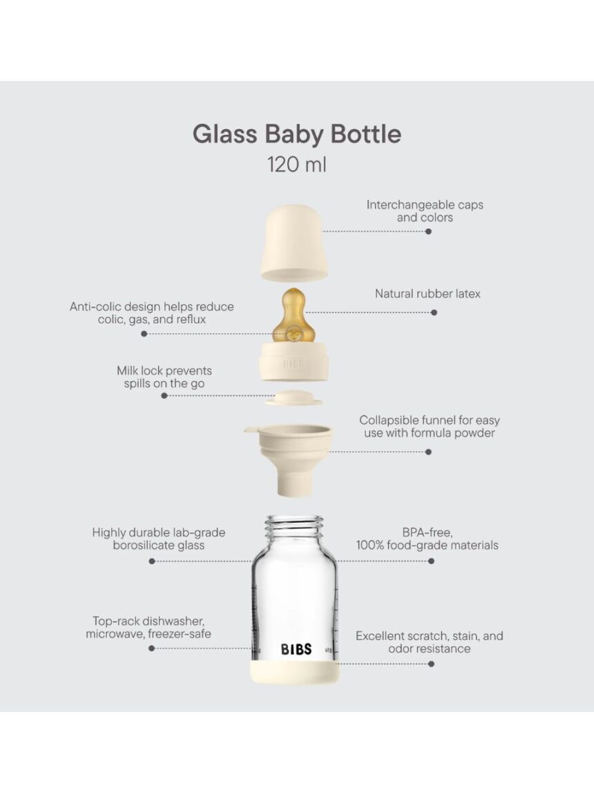 Bibs γυάλινο μπιμπερό 120ml latex baby blue 12.5019231 - BIBS