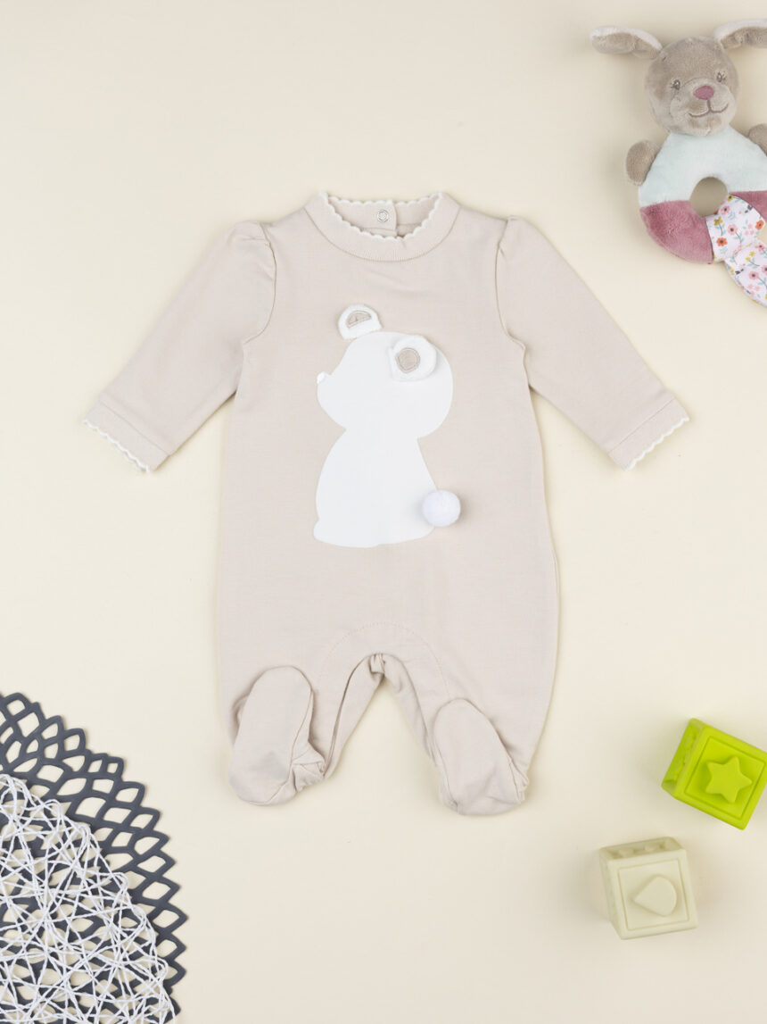 βρεφικό φορμάκι μπεζ με αρκουδάκι για κορίτσι - Prénatal