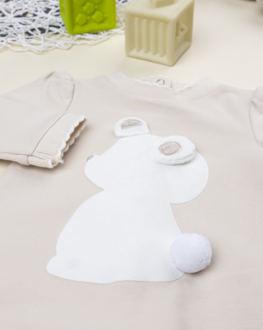 βρεφικό φορμάκι μπεζ με αρκουδάκι για κορίτσι - Prénatal