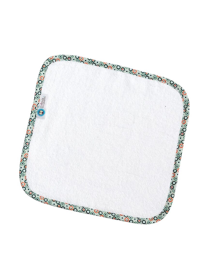 ο κόσμος του μωρού λαβέτα 30×30cm λευκό με ρέλι πουά μέντα 15156 - O KOSMOS TOU MOROU