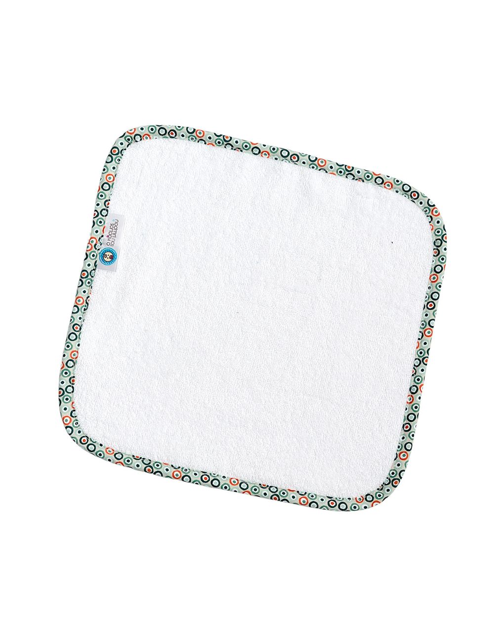 ο κόσμος του μωρού λαβέτα 30×30cm λευκό με ρέλι πουά μέντα 15156