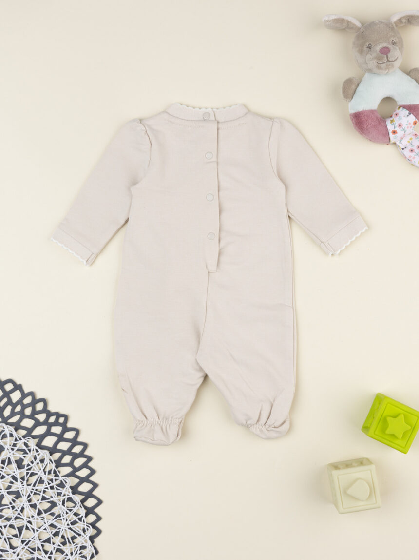 βρεφικό φορμάκι μπεζ με αρκουδάκι για κορίτσι - Prénatal