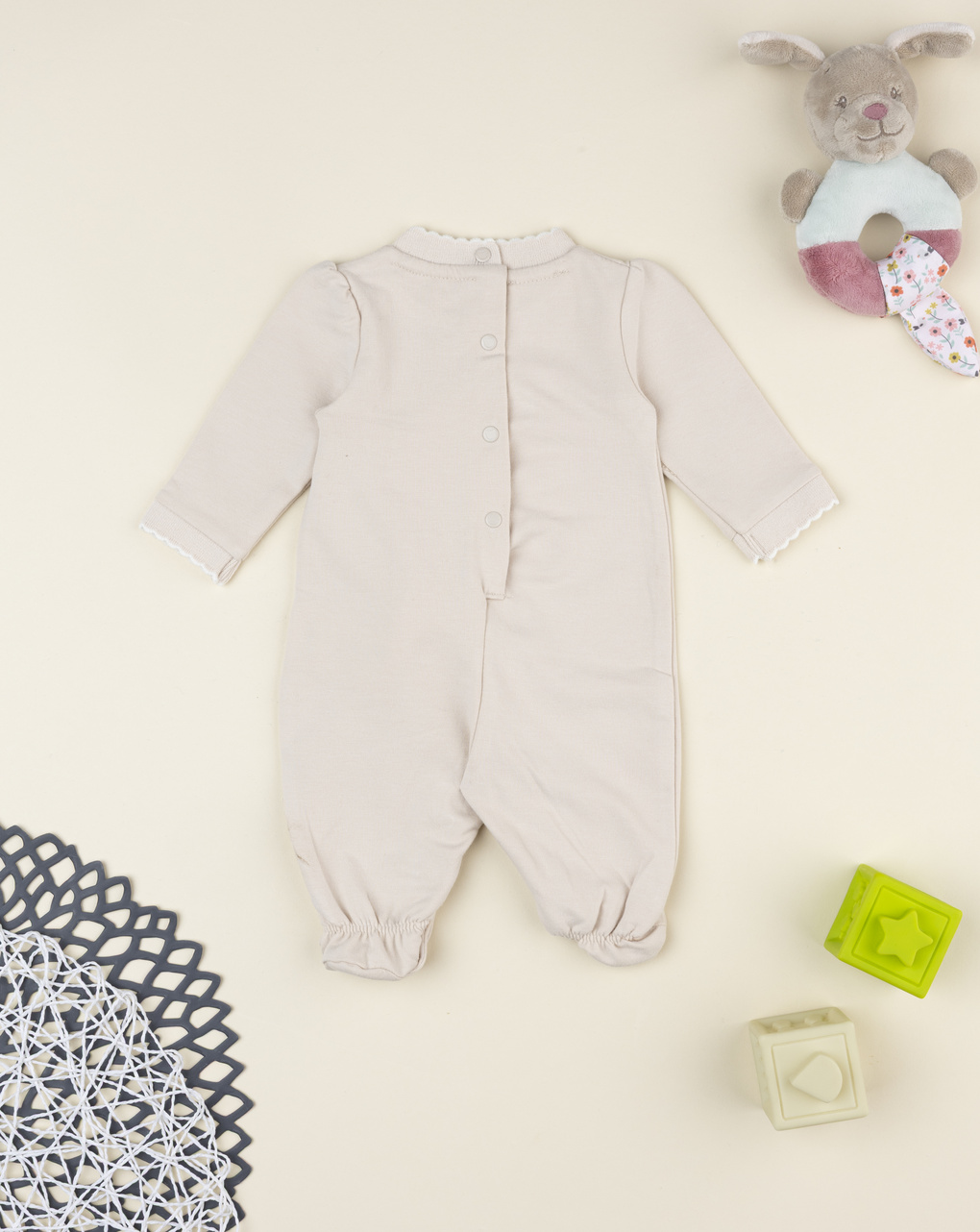 βρεφικό φορμάκι μπεζ με αρκουδάκι για κορίτσι - Prénatal