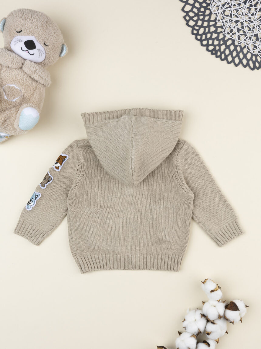 βρεφική ζακέτα πλεκτή μπεζ woods για αγόρι - Prénatal