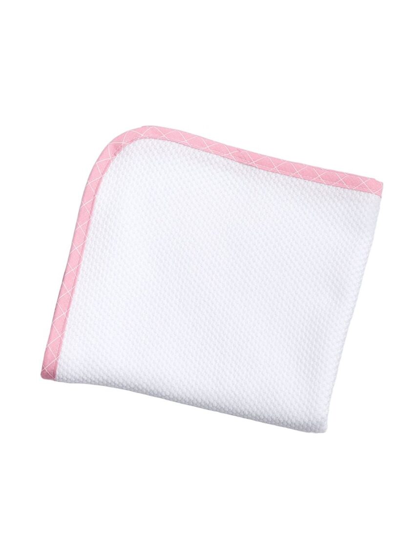 ο κόσμος του μωρού πάνα πικέ κουκουτσάκι 80×80cm με ρέλι squares ροζ 30851 - O KOSMOS TOU MOROU