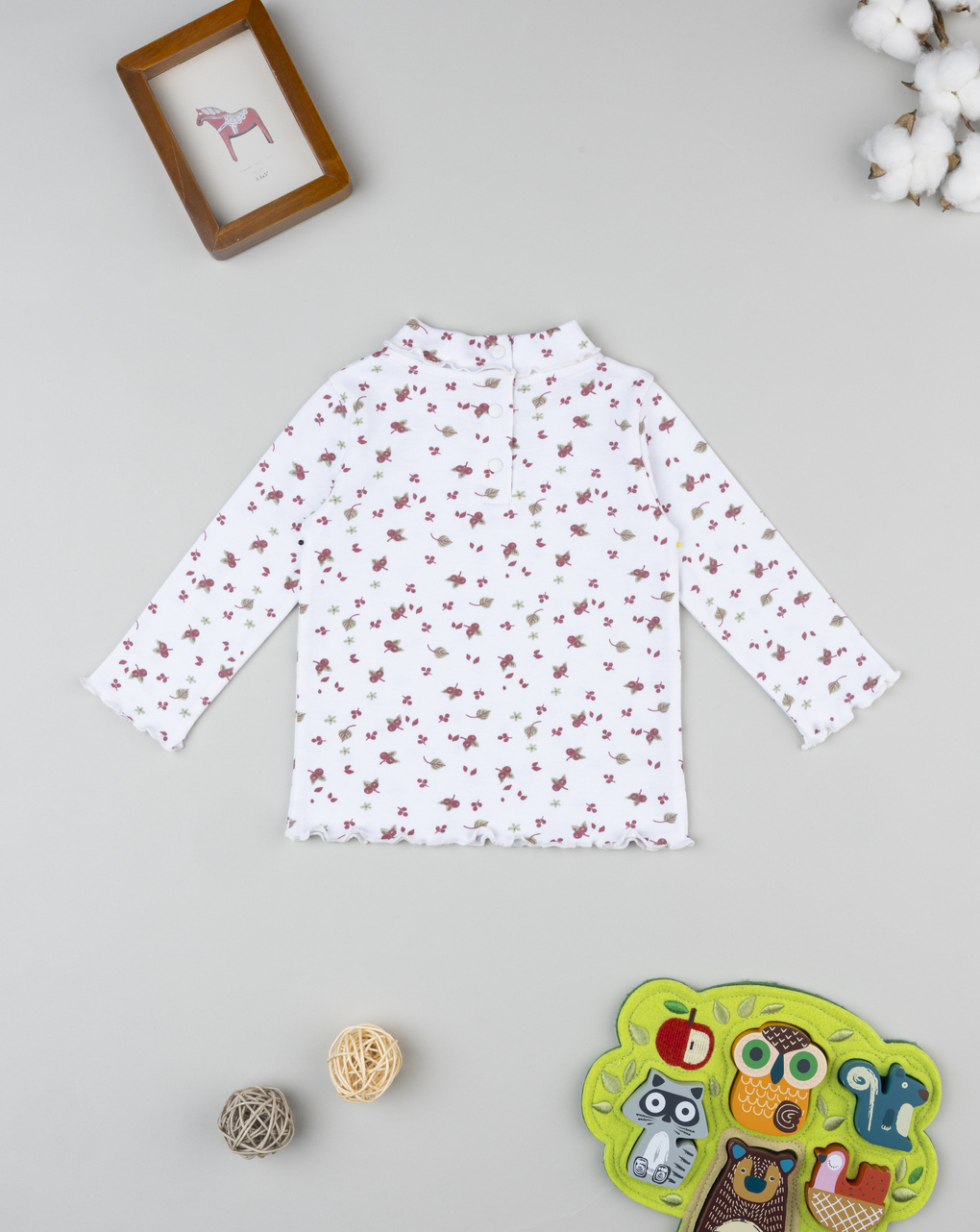βρεφική μπλούζα ζιβάγκο λευκή με φύλλα για κορίτσι - Prénatal