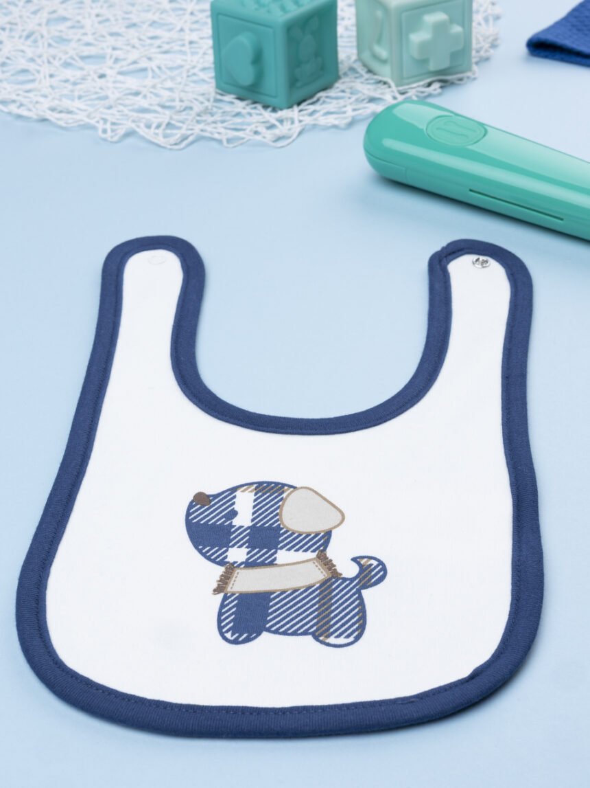 βρεφική σαλιάρα λευκή με σκυλάκι για αγόρι - Prénatal