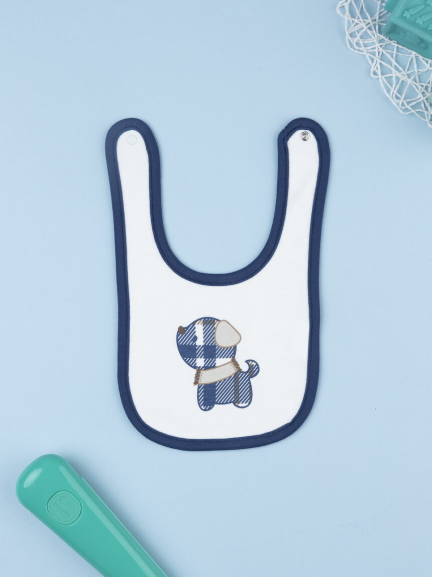 βρεφική σαλιάρα λευκή με σκυλάκι για αγόρι - Prénatal