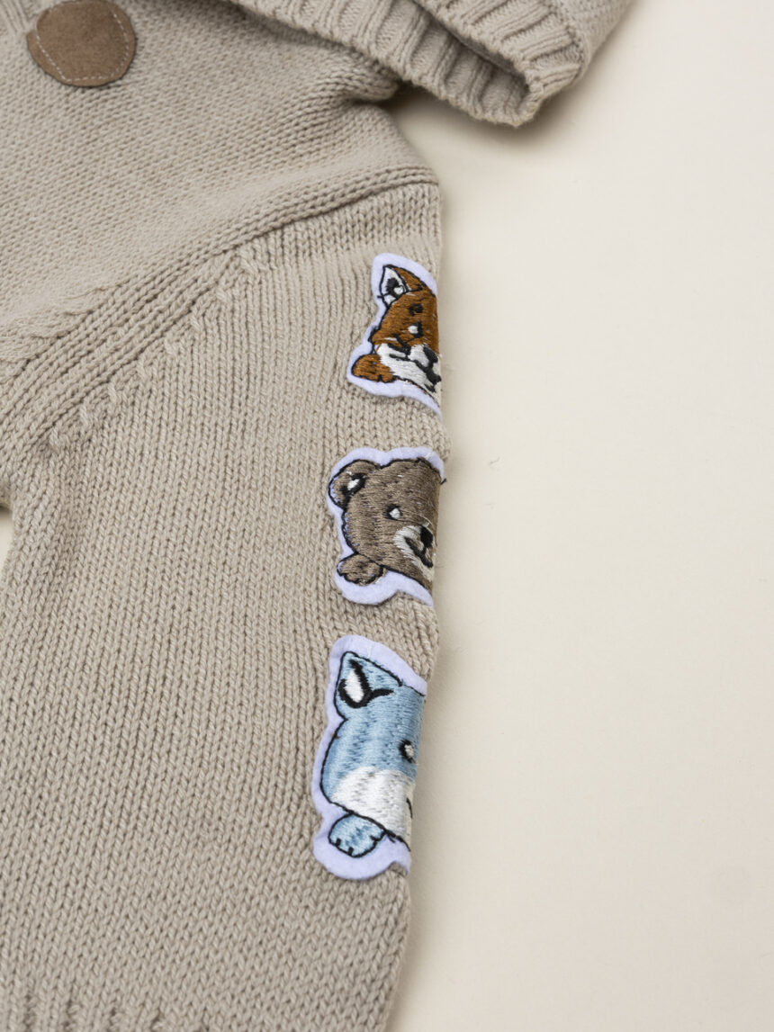 βρεφική ζακέτα πλεκτή μπεζ woods για αγόρι - Prénatal