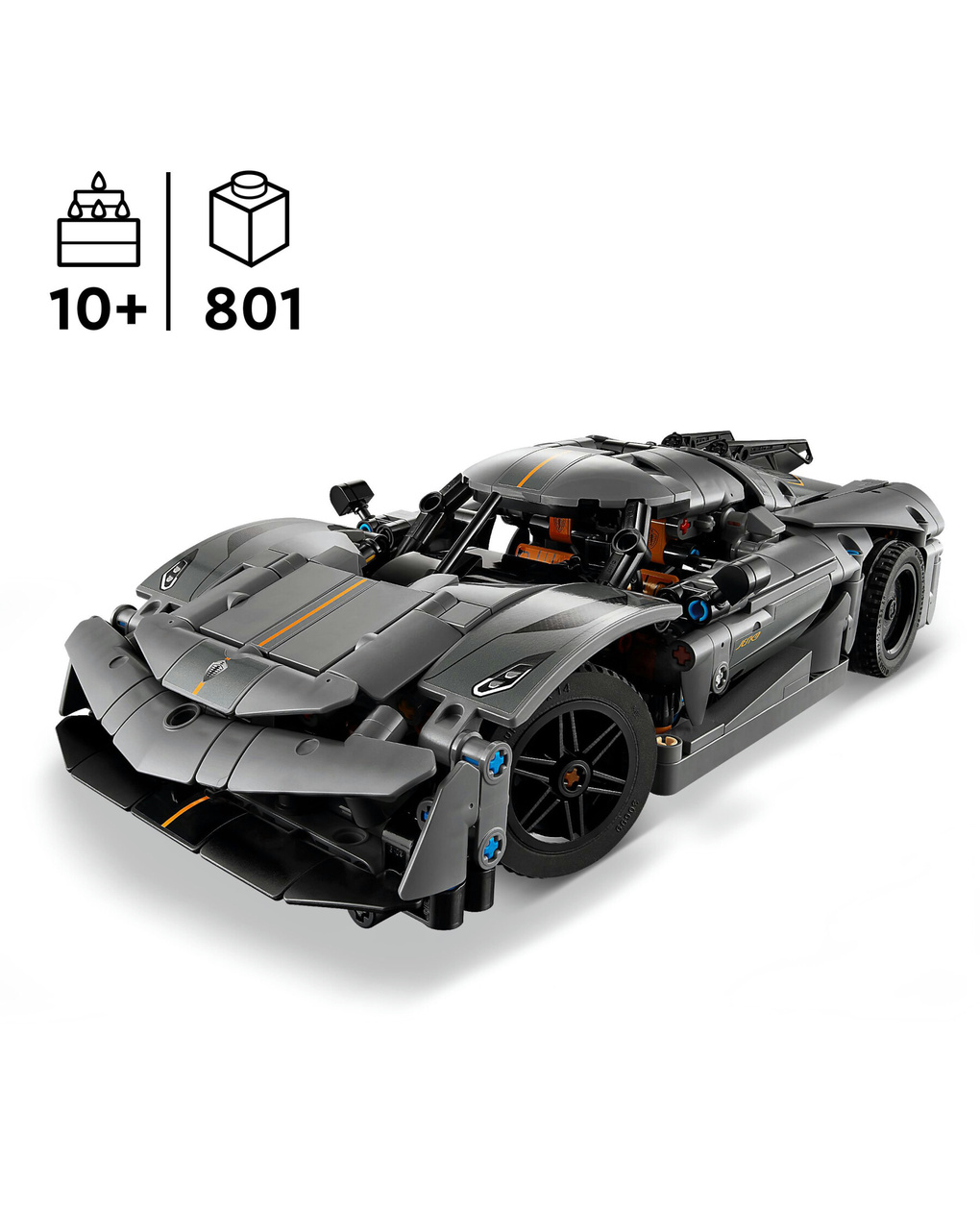 Lego technic koenigsegg jesko absolut grey hypercar 42173 - Lego